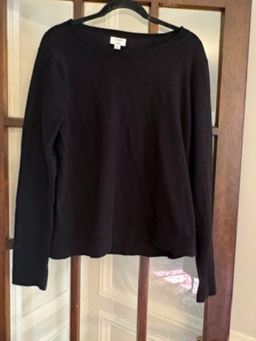 J.Crew Factory Black Crewneck "Teddie" Sweater, Size XL
